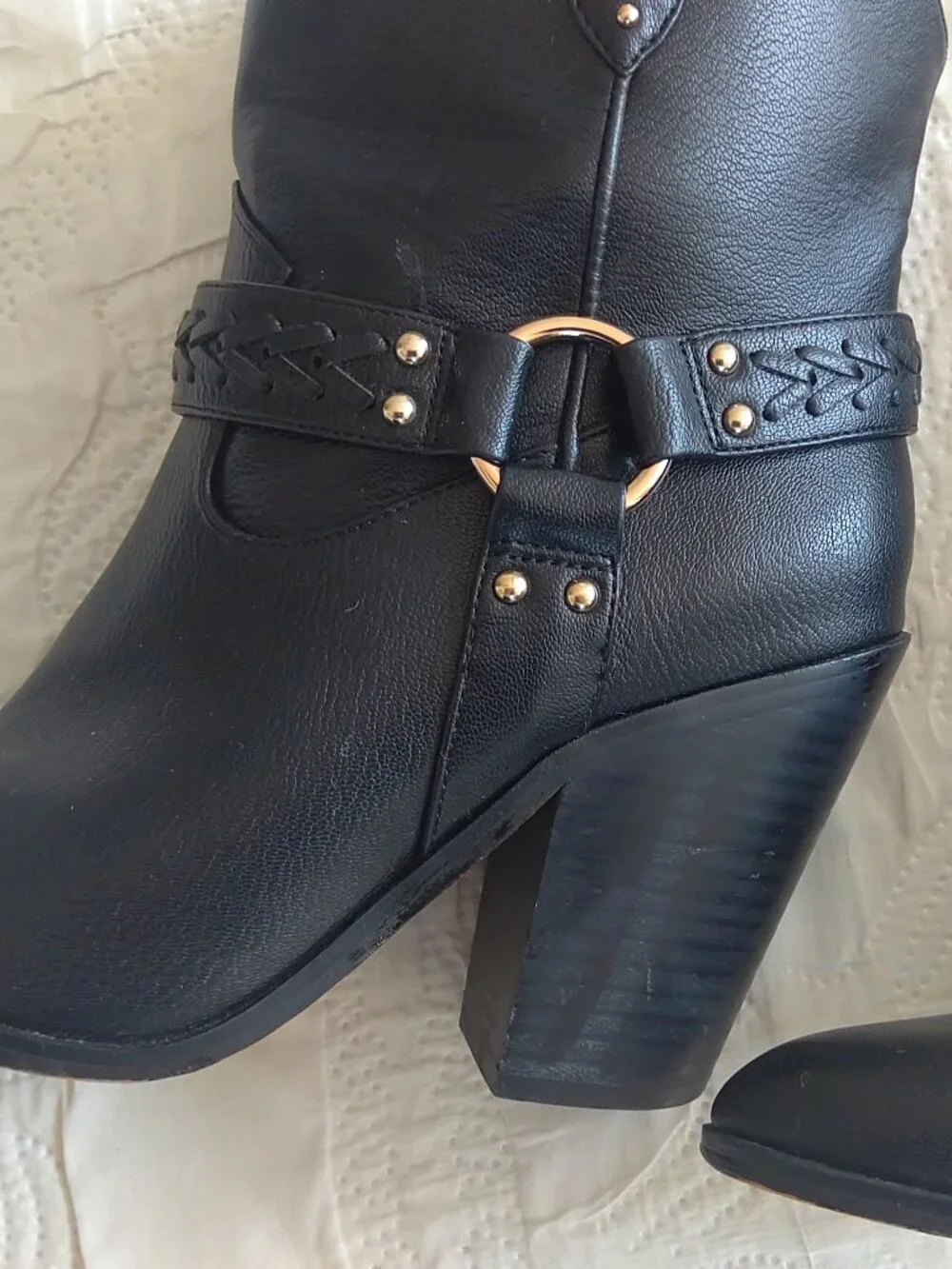 Jessica Simpson  Black ankle boots cowboy theme size 9.5  like new $35